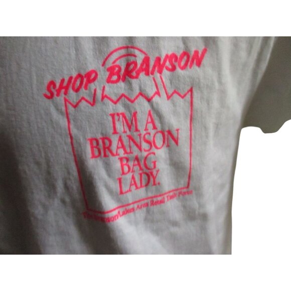 Branson MO Vintage Men's T-shirt Large Single Stitch hanes 1990's Bag Lady USA - Picture 5 of 8